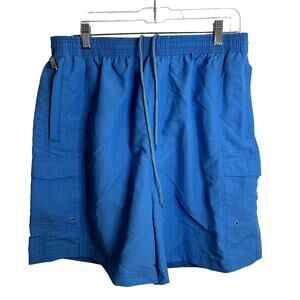 Tori Richards Hawaii Swim Trunks Mens Size XL Blue Zip Pockets
